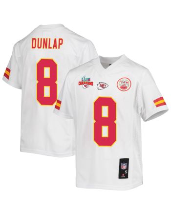 Carlos Dunlap 8 Kansas City Chiefs Super Bowl LVII Champions 3 Stars Youth Game Jersey - White