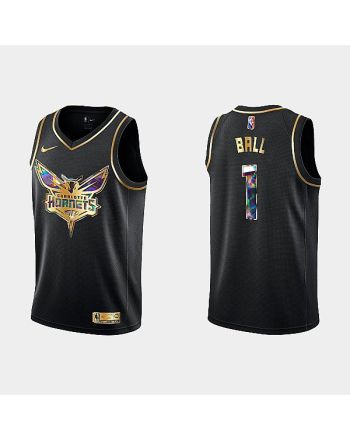 Charlotte Hornets 1 LaMelo Ball 2022-23 Golden Edition Black Men Jersey