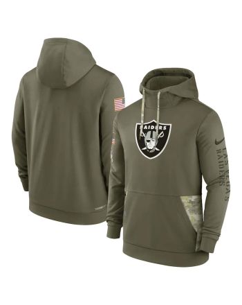 Las Vegas Raiders 2022 Salute to Service Therma Performance Pullover Men Hoodie - Olive