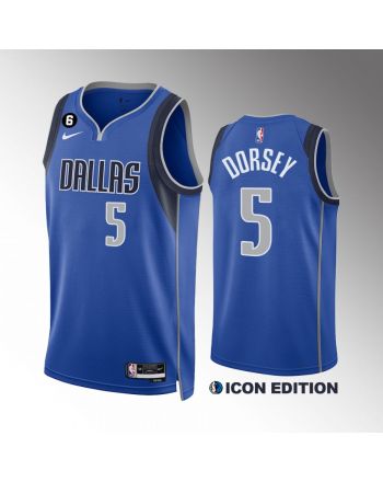 Dallas Mavericks Tyler Dorsey 5 Royal Icon Edition Jersey 2022-23 Swingman