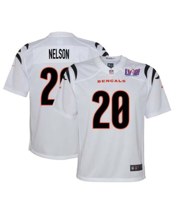 Reggie Nelson 20 Cincinnati Bengals Super Bowl LVIII YOUTH Away Limited Jersey - White