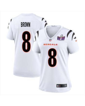 Eddie Brown 8 Cincinnati Bengals Super Bowl LVIII Women Away Limited Jersey - White