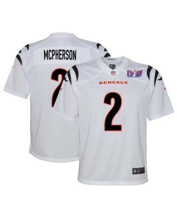 Evan McPherson 2 Cincinnati Bengals Super Bowl LVIII YOUTH Away Limited Jersey - White