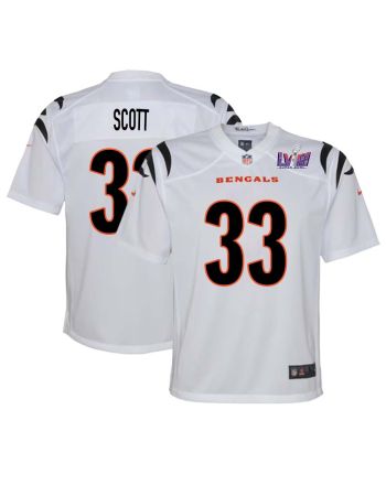 Nick Scott 33 Cincinnati Bengals Super Bowl LVIII YOUTH Away Limited Jersey - White