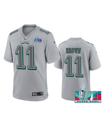 A.J. Brown 11 Philadelphia Eagles Super Bowl LVII Patch Atmosphere Fashion Game Jersey - Gray