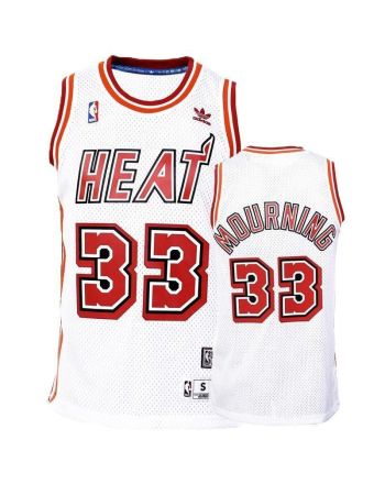 Men's Miami Heat Alonzo Mourning White Hardwood Classics Jersey