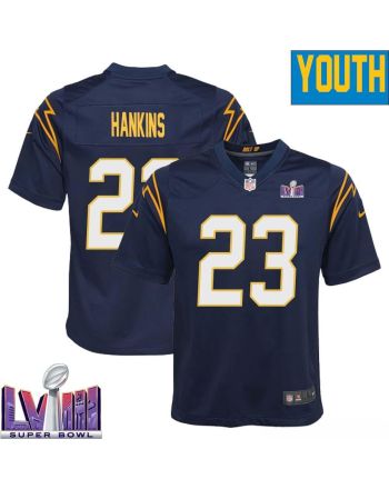 Matt Hankins 23 Los Angeles Chargers Super Bowl LVIII YOUTH Alternate Game Jersey - Navy