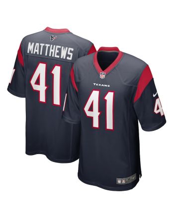 Jesse Matthews 41 Houston Texans Men Team Game Jersey - Navy