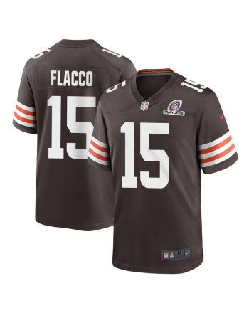 Joe Flacco 15 Cleveland Browns 2023 Playoffs Patch Game Men Jersey - Brown