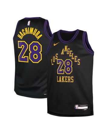 Rui Hachimura 28 Los Angeles Lakers 2023/24 City Edition Swingman YOUTH Jersey - Black