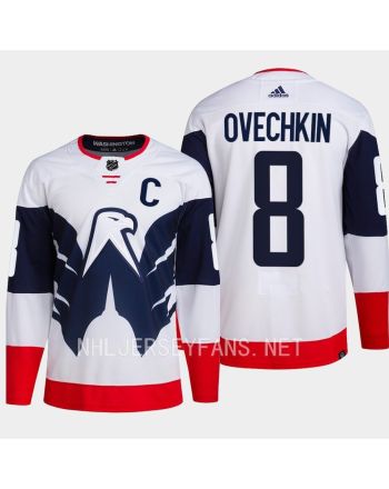 Alexander Ovechkin 8 Washington Capitals 2023 Jersey Stadium White Primegreen