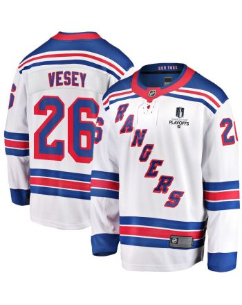 Jimmy Vesey 26 New York Rangers Stanley Cup 2023 Playoffs Patch Away Breakaway Men Jersey - White