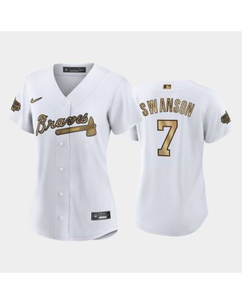 Women's Atlanta Braves 7 Dansby Swanson 2022-23 All-Star Game White Jersey