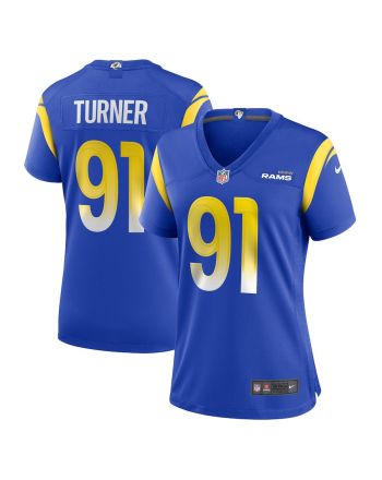 Kobie Turner 91 Los Angeles Rams Game Women Jersey - Royal