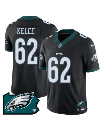 Jason Kelce 62 Philadelphia Eagles Pennsylvania State Map Patch Game Men Jersey - Black