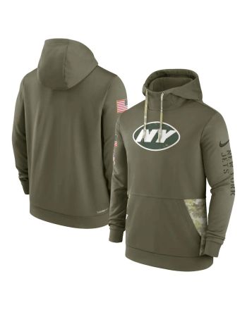 New York Jets 2022 Salute to Service Therma Performance Pullover Men Hoodie - Olive