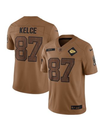 Travis Kelce 87 Kansas City Chiefs 2023 Salute To Service Limited Jersey - Brown