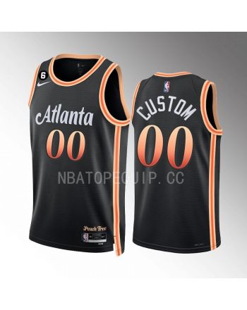 Atlanta Hawks Custom 00 2022-23 City Edition Black Jersey NO.6 Patch