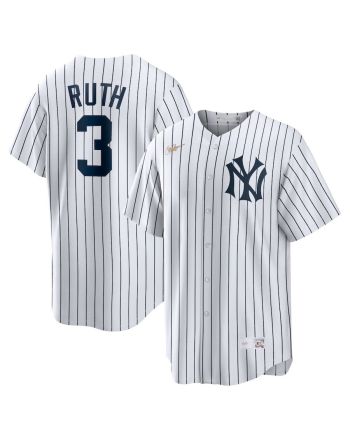 Babe Ruth 3 New York Yankees Home Cooperstown Collection Player Jersey - White