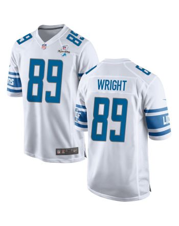 Brock Wright 89 Detroit Lions 2023 Playoffs Patch Game Men Jersey - White