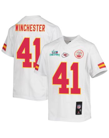 James Winchester 41 Kansas City Chiefs Super Bowl LVII Champions Youth Game Jersey - White