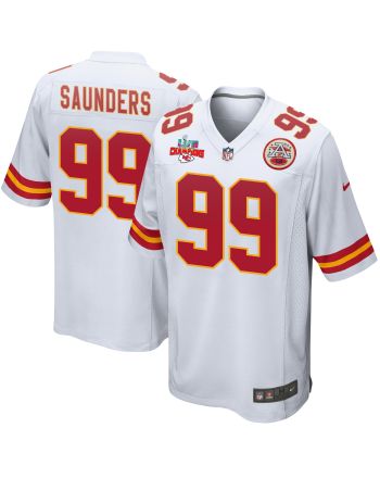 Khalen Saunders 99 Kansas City Chiefs Super Bowl LVII Champions 3 Stars Men Game Jersey - White