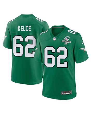 Jason Kelce 62 Philadelphia Eagles 2023 Playoffs Patch Alternate Game Men Jersey - Kelly Green