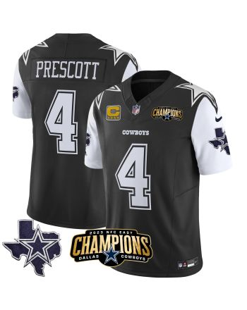 Dak Prescott 4 Dallas Cowboys 2023 NFC East Champions Patch Game Men Jersey - Black