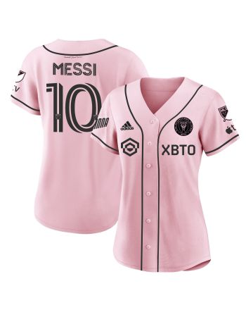 Lionel Messi Inter Miami Baseball Cool Base Women Jersey - Stitched - Pink