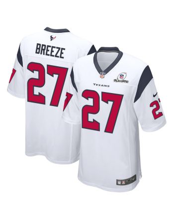 Brady Breeze 27 Houston Texans 2023 Playoffs Patch Game Men Jersey - White