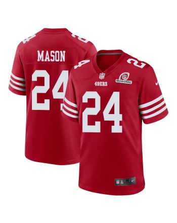 Jordan Mason 24 San Francisco 49ers 2024 Divisional Patch Game Men Jersey - Scarlet