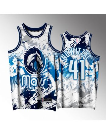 Dirk Nowitzki 41 Dallas Mavericks White Printing Men Jersey Splash City Exclusive Edition