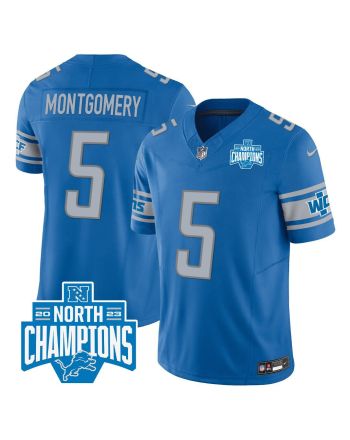 David Montgomery 5 Detroit Lions 2023 NFC North Division Champions Patch Game Men Jersey - Blue