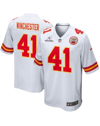 James Winchester 41 Kansas City Chiefs 2024 Divisional Patch Game Men Jersey - White