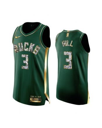 George Hill 3 Green Milwaukee Bucks 2022 NBA Playoffs Jersey Diamond Edition