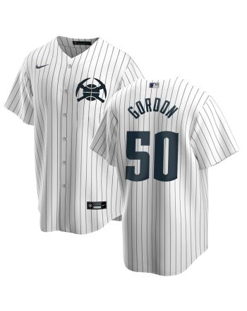 Aaron Gordon 50 Denver Nuggets x NY Yankees Baseball Men Jersey - White