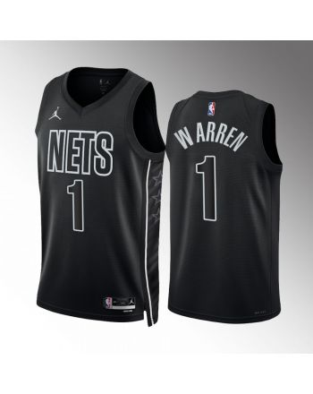 T.J. Warren 1 Brooklyn Nets Black 2022-23 Statement Edition Men Jersey