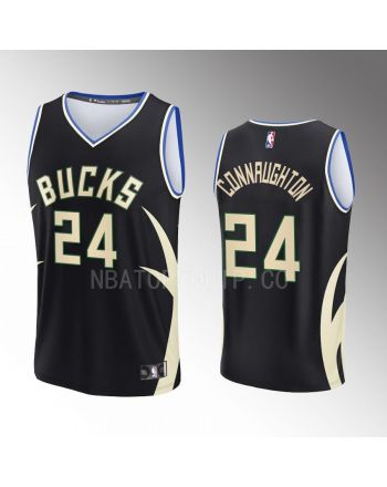 Milwaukee Bucks 24 Pat Connaughton Statement Edition Men Jersey 2022-23 Fast Break Black