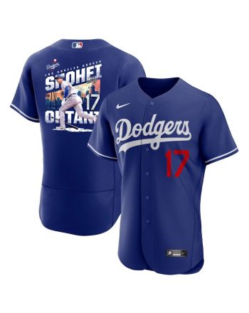 Shohei Ohtani 17 Los Angeles Dodgers Signed Homerun 2023 Alternate ELITE Men Jersey - Royal