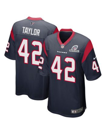 J.J. Taylor 42 Houston Texans 2024 Divisional Patch Game Men Jersey - Navy