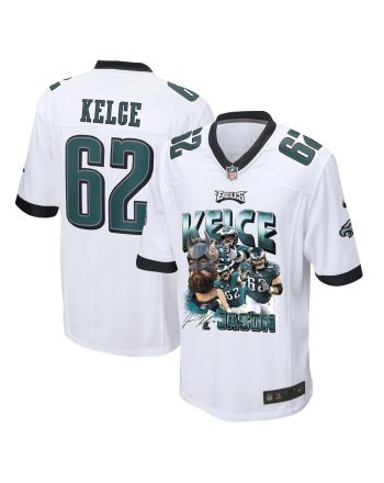 Jason Kelce 62 Signed Philadelphia Eagles Road to Victory Game Jersey - Men, White