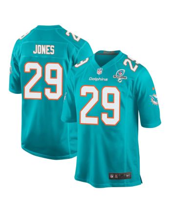 Brandon Jones 29 Miami Dolphins 2023 Playoffs Patch Game Men Jersey - Aqua