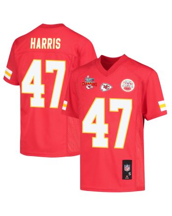 Darius Harris 47 Kansas City Chiefs Super Bowl LVII Champions 3 Stars Youth Game Jersey - Red