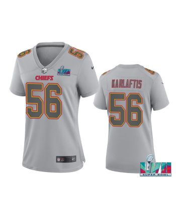 George Karlaftis 56 Kansas City Chiefs Super Bowl LVII Atmosphere Jersey - Women Gray