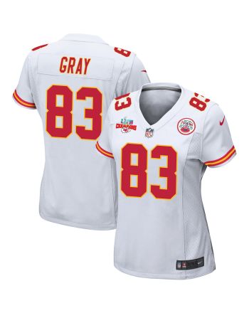 Noah Gray 83 Kansas City Chiefs Super Bowl LVII Champions 3 Stars Women Game Jersey - White