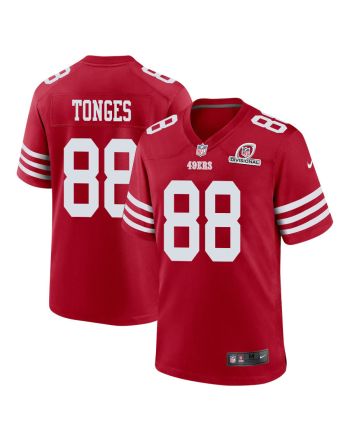 Jake Tonges 88 San Francisco 49ers 2024 Divisional Patch Game Men Jersey - Scarlet