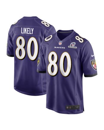 Isaiah Likely 80 Baltimore Ravens 2024 Divisional Patch Game Men Jersey - Purple