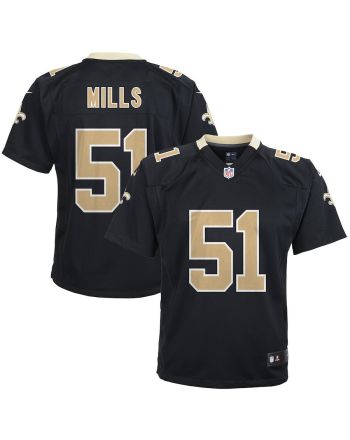 Sam Mills 51 New Orleans Saints YOUTH Retired Game Jersey - Black