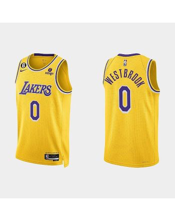 Los Angeles Lakers 0 Russell Westbrook 2022-23 Icon Edition Gold Men Jersey