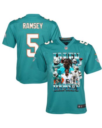 Jalen Ramsey 5 Signed Miami Dolphins Game YOUTH Jersey - Aqua V2